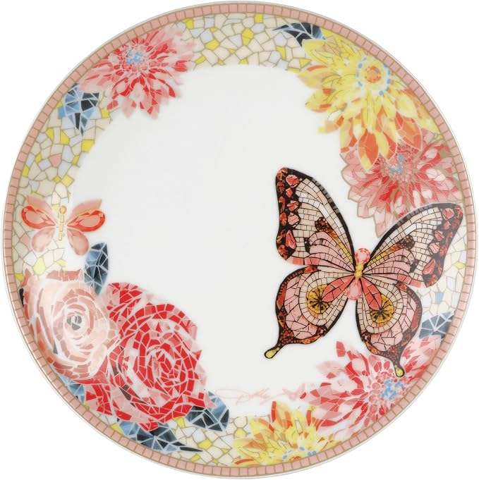 Dolly Parton 12 Piece Jeweled Mosaic Butterfly Dinnerware Set Porcelain Dinner Plates, Salad Plates, Bowls, Service for 4, Microwave Dishwasher Safe