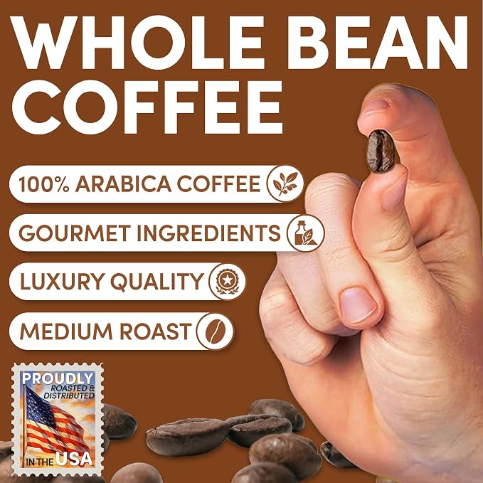 Sarasota Coffee Whole Bean Salted Caramel | Medium Roast Gourmet Flavored Coffee Beans | Low Acid, Mold Free, Specialty Grade Bulk Beans | 5lb (80 oz)