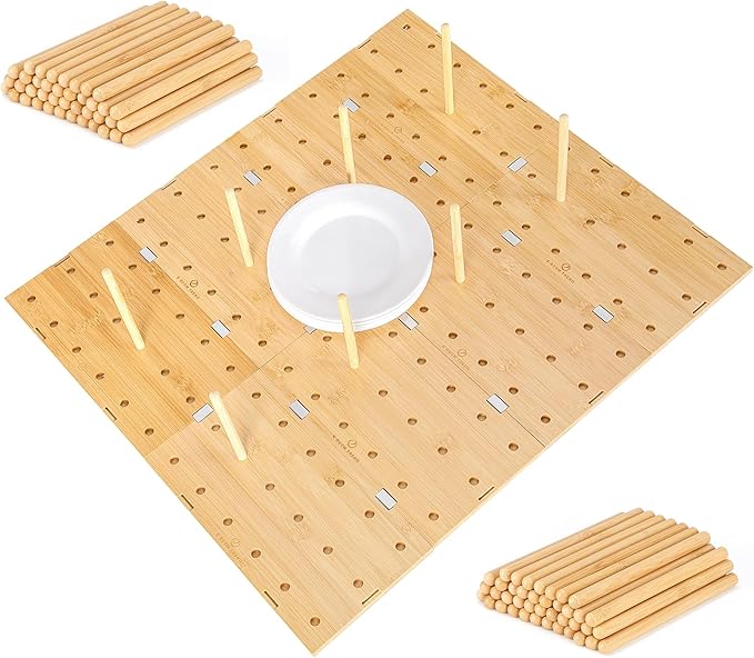 Peg Board Drawer Organizer for Kitchen (24 * 21 inch) | Kitchen Drawer Organizers for Dishes Plates Bowls Condiment Spice | Pegboard Organizer for Cabinet RV Storage