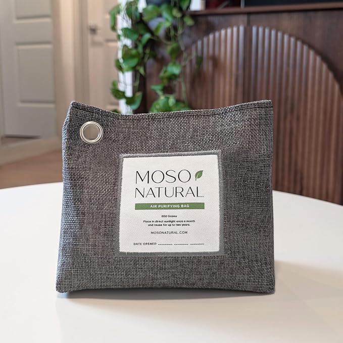 Moso Natural Air Purifying Bag 600g (3 Pack) Premium Bamboo Charcoal Odor Absorber | Pet Odor Eliminator for Home | Room Deodorizer for Large Spaces, Bedroom, Kitchen, Basement | Charcoal Bags