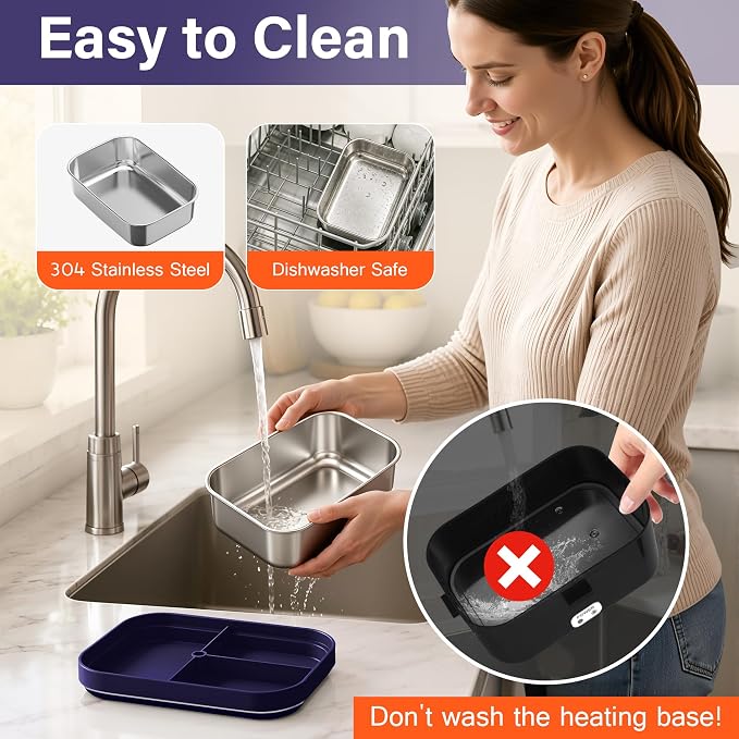 2.8L Electric Heated Lunch Box - 100W Portable Food Warmer for Adults, Leak-Proof & Dishwasher-Safe, Ideal for Car, Truck, Travel, Work, Gift for Men & Women