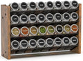 NESAPTO Spice Rack Organizer for Cabinet, Wood 4-Tier Vertical Seasoning Organizer, Wall Mount or Countertop Spice Shelf, Holds 32 Jars (No Jars Included), 15.7" W x 9.4" H