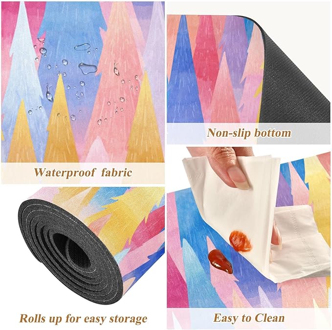 2-in-1 Table Runner Trivet for Hot Dishes Heat Resistant Hot Plate Mat Pad 39x12 Inch Waterproof Table Protector Trivets for Countertop Non Slip Decorative Colorful Christmas Trees