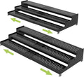Jojocross Metal Spice Rack Organizer for Cabinet, 3 Tier Expandable Spice Storage shelf, Great for Kitchen Cabinets, Cupboard,Pantry and Countertop More,Metal plate with hole(2PACKS/BLACK)