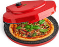 MisterChef Countertop Pizza Maker, 1450W Mini Pizza Oven, Pizza Maker Oven With 12″ Non-Stick Ceramic Plate, Indoor Electric Pizza Oven for Crepes, Pancakes - Red
