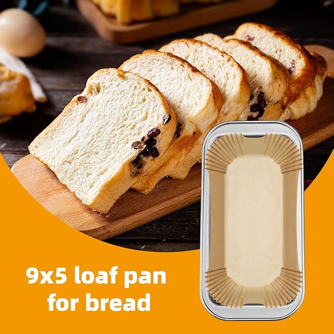 Loaf Pan Liners, 200Pcs Non-Stick Loaf Pans for Baking Bread 9x5, 2lb Disposable Parchment Bread Liners for Sourdough, Pound Cake, Banana Bread and More (Bottom Sizes: 8"× 4")
