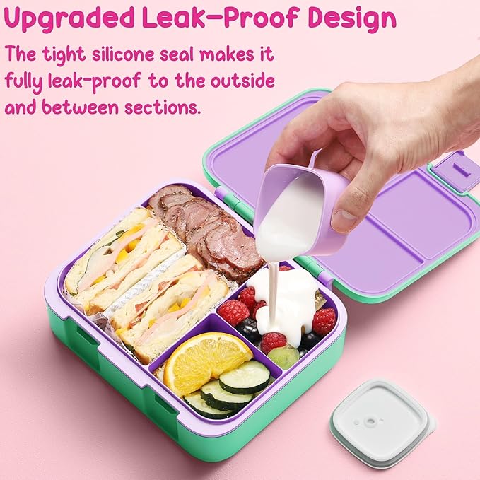 Fimibuke Bento Lunch Box for Kids with Food Jar, 3-Compartment 32OZ Snack Lunch Container, Lunch Bag, 12OZ Insulated Food Jar & Ice Pack Set for Age 3-12 School Daycare Toddler Teen Girls Boy, Fairies