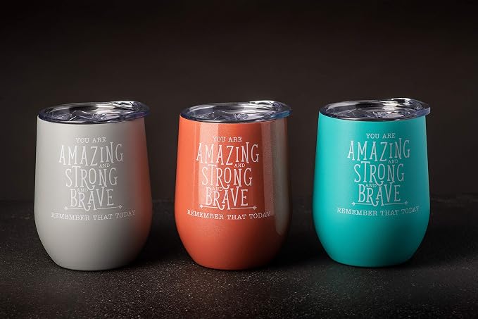 DIVERSEBEE Inspirational Thank You Gifts for Women, Best Friend, Mom, Wife, Girlfriend, Coworker, Nurse, Encouragement Birthday Wine Gifts - Insulated Wine Tumbler Cup with Lid (Glacier Gray)