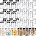Sliner 60 Pcs 8 oz Plastic Jars with Lids Clear Round Leakproof Storage Containers Empty Refillable Plastic Mason Jars for Travel Storage Face Creams Kitchen Household Food Spice (Clear And Black)