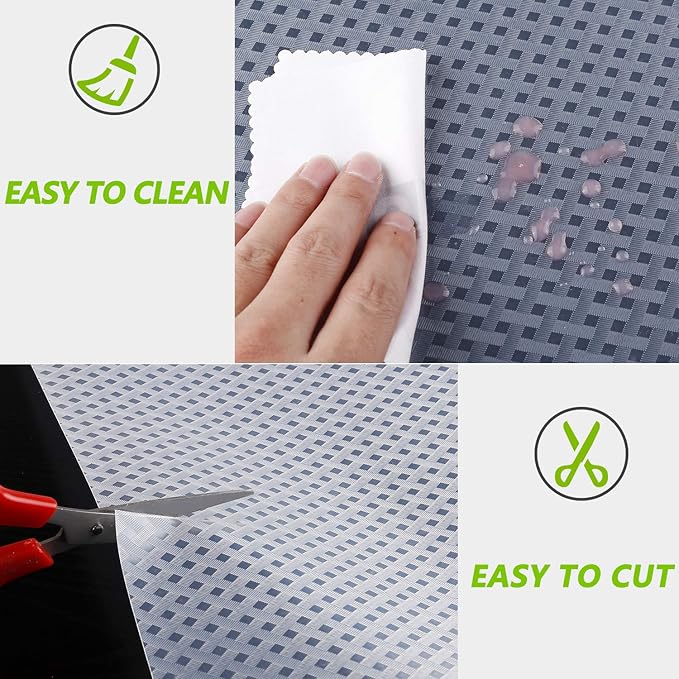HooTown Shelf Liner Kitchen Cabinet Drawer Mats 23.6 Inch Wide x 393.7 Inch Long, Non Slip EVA Plastic Water Resistant Pad for Bathroom Drawers,Shoe Shelves, Under Sink, Clear