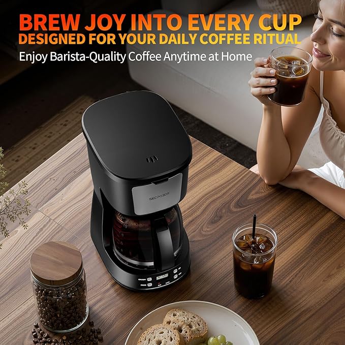 Programmable 12 Cup Drip Coffee Maker, Silver, Stainless Steel | Auto Brew, Keep Warm Function, Removable Filter Basket, Auto Shut-off, Clear Water Level Window,Silver and Black