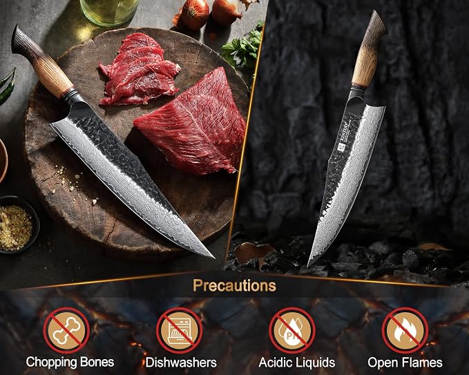XINZUO 10 inch Professional Chef Knife,67 Layers 10Cr15CoMov High Carbon Damascus Steel Knife For Kitchen,Very Sharp，White Oak + Red G10 Gasket Handle