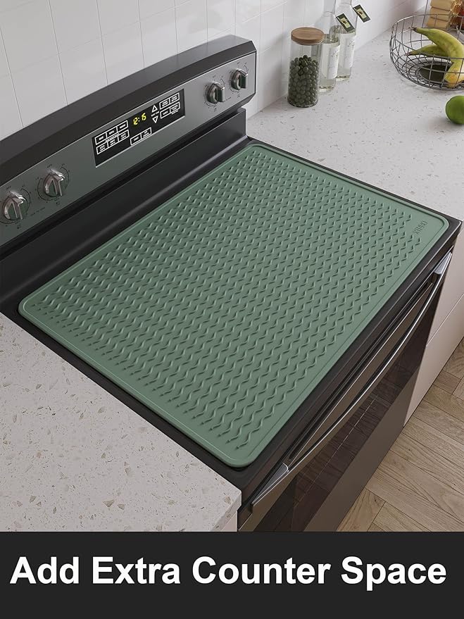 XiFEO Stove Top Covers for Electric Stove, Food Grade Heavy Duty Silicone Glass Stove Top Cover Protector, Induction Cooktop Protector, Heat Resistant Range Ceramic Stove Top Covers Mat, Oven Cover