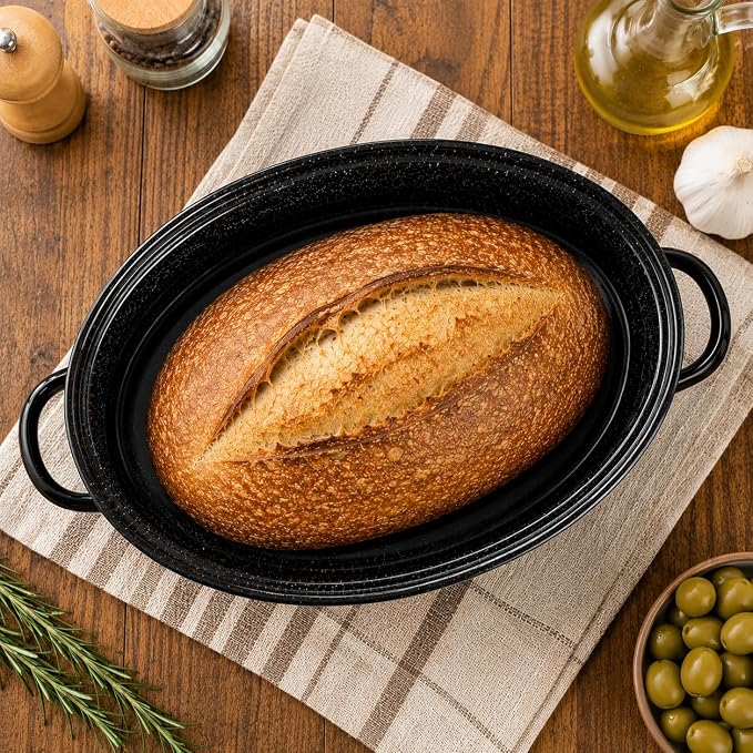 18 Inch Enamel Roasting Pan with Lid & Rack, Oven & Dishwasher Safe Turkey Roaster, 932°F Heat Resistant, Includes Silicone Handles & Cleaning Sponges