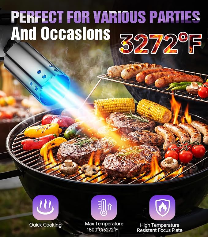Powerful Propane Torch Gun, Kitchen cooking Torch lighter with Adjustable Flame, Flame Thrower Gun Butane Torch for Searing Steak, BBQ, Campfire, Fireplace (Tank Not Included)(Graffiti)