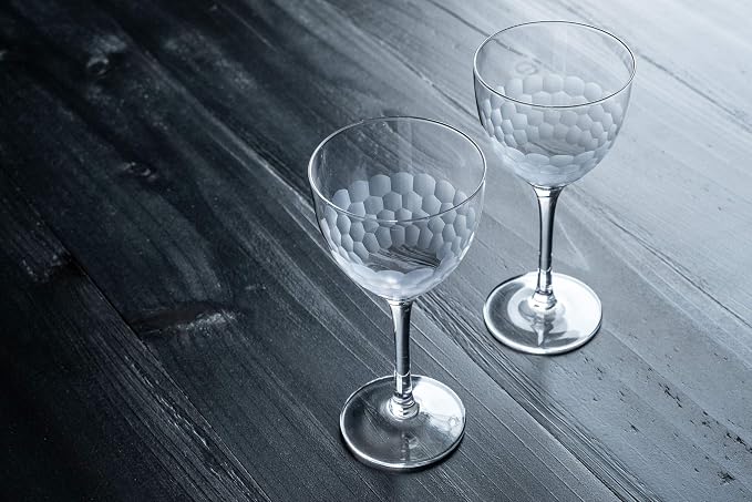 Amehla "Hive Honeycomb Nick & Nora Cocktail Glasses, 5oz Coupe Martini Glasses Set, for Manhattan, Bee's Knees, Espresso Martini & other Craft Cocktails (Pack of 4)