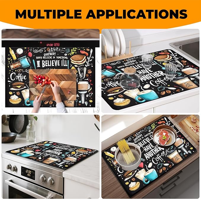 Heat-Resistant Glass Stove Top Cover with Anti-Slip Rubber Coating – 28.5x20.5 Inch Electric Stove Protector, Scratch-Resistant, Expands Counter Space, Stylish Kitchen Decor