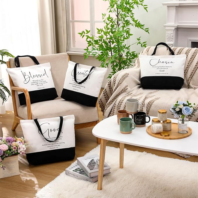 LemonRoad 12 Pcs Inspirational Christian Gift for Women Bulk Included 12oz Ceramics Bible Coffee Mug Large Tote Bag Religious Candle Gift for Mom Godmother Wife Church Teacher Nurse Graduation