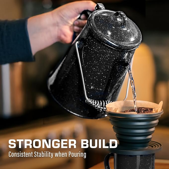 COLETTI Classic Camping Kettle 60 oz — Tea and Camp Kettle, NO Aluminum or Plastic, Ideal for Boiling Water [Black Enamel]