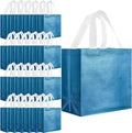 Eccliy Reusable Gift Bags Set Glossy Grocery Gift Tote Bag with Handle for Wedding, Bridal Shower, 4th of July, Summer Event(12 x 11 x 4.7 I Inch,Lake Blue,80 Pcs)
