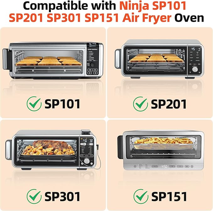 Air Fryer Accessories for Ninja Foodi SP101 Air Fryer Oven, 4pcs Black Liners and 1pack Replacement Crumb tray Pan for Ninja Digital Air Fry Countertop Oven