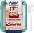 Fancy Panz Aqua Premium Aluminum Foil Pan Carrier with Secure Latch Lid & Hot/Cold Gel Pack - Made in USA Reusable Casserole Carrier for Half Size Pans - Food Transport Holder for Entertaining