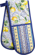 Maison d' Hermine Double Oven Mitts 100% Cotton 7"x35" Double Oven Mitt Heat Resistant BBQ Cooking Gloves with Loop Baking Grilling Gifts for Mothers Day Spring Summer (Citrus)