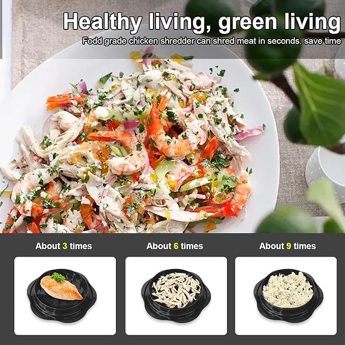 Premium Manual Food Shredder, Chicken Crusher Tool, Large Standard Size, PowerPull Chicken Grinder – Easy-Twist Meat Shredder for Chicken, Pork & Beef KitchenPro Chicken Shredder Tool, White