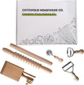 Complete 6 Pcs Pasta Making Tool Set Includes Two Ravioli Stamp Maker Cutter And Roller Wheel Set, Two Pasta Rolling Pins, Gnocchi Board By Cotswold Homeware Co