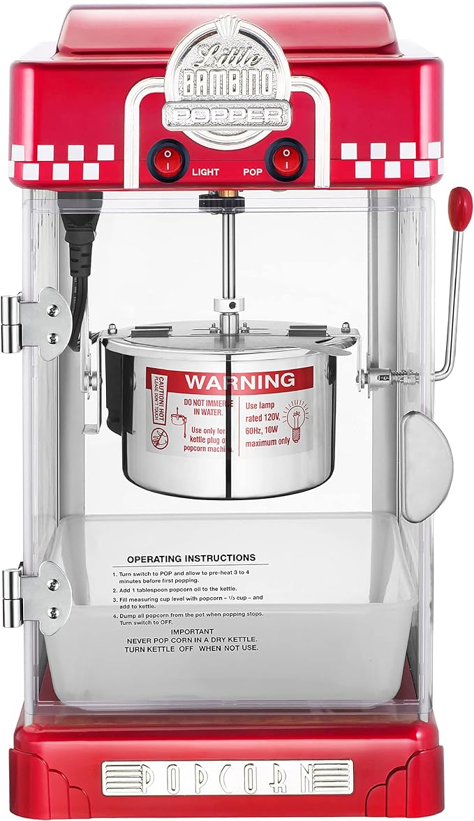 Great Northern Popcorn Company 83-DT5621 Northern Company Red GNP Little Bambino 2-1/2 Ounce Retro Style Popcorn Popper Machine, 2.5 Ounce