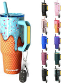 Thicc Buddy - 40 oz Stainless Steel Vacuum Insulated Tumbler with Lid and Straw for Water - Travel Mug Cupholder Friendly - Gifts for Women Men Him Her (Blue Ice Cream)