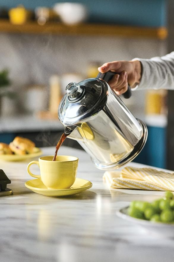 Farberware Classic Stainless Steel Yosemite Percolator Coffee Pot, 8-Cup, Stainless Steel