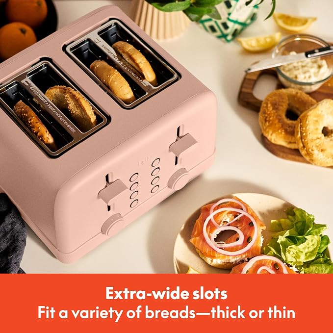 bella 4 Slice Toaster, 6 Setting Shade Control with Reheat & Cancel Buttons, Removable Crumb Tray, Anti Jam & Auto Shutoff, 900 Watt, Blossom