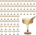 Houmury 7oz Amber Plastic Wine Glasses Unbreakable Wedding Plastic Champagne Flutes Goblet Glasses Reusable Clear Acrylic Martini Drinkware For Birthday Party (56, Amber)