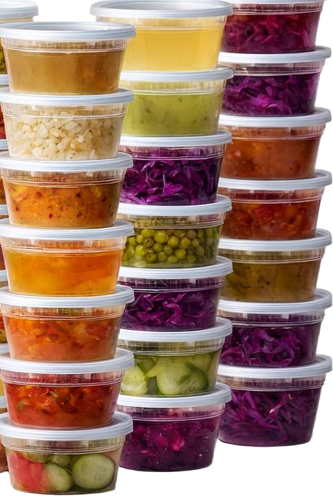 [12oz-100 Set Plastic Deli Containers with Lids - BPA Free Clear Soup Containers with Airtight Lids, Leak Resistant Food Storage for Meal Prep, Stackable/Microwave/Dishwasher/Freezer Safe