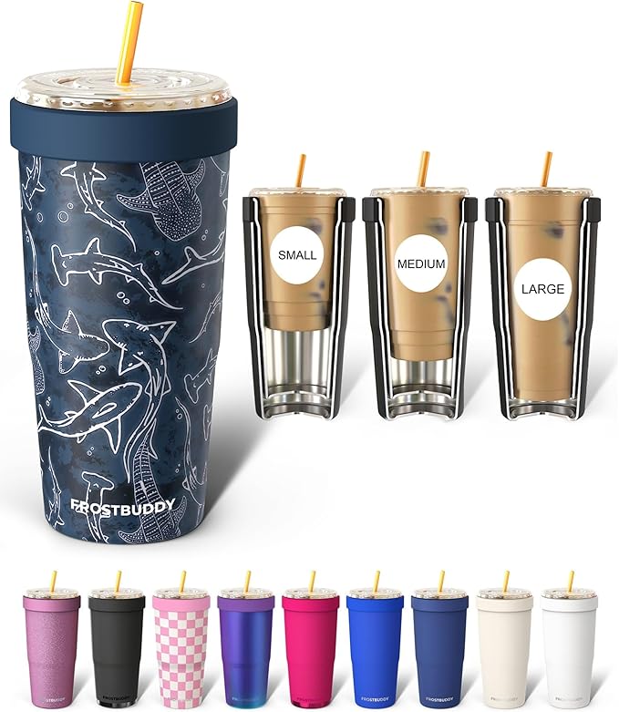 Frost Buddy Togo Buddy 30 oz Stainless Steel Vacuum Insulated Tumbler To Go Coffee Cup – Iced Coffee Sleeve, Travel Mug, Thermal Cup for Hot & Cold Drinks, Dunkin Cup (Midnight Reef)