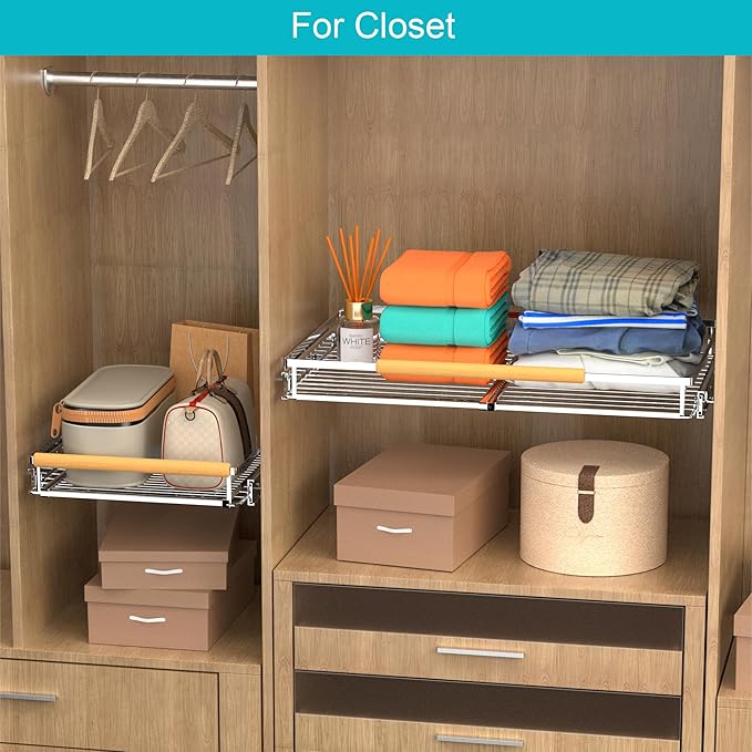 iPEGTOP Pull Out Cabinet Drawer Shelf Organizer, Extendable Sliding Slide Out Pantry Shelves Storage Heavy Duty for Kitchen Cabinets Under Sink, Adjustable Width 23.1~39.9" W x 22.5" D