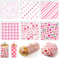Reallnaive 300 Pcs Valentine Wax Paper Sheets for Food 12 x 12 Inch Pink Heart Parchment Deli Tissue Paper Sandwich Wrapping Sheets Food Basket Liners for Kitchen Restaurant Baking Supplies, 6 Styles