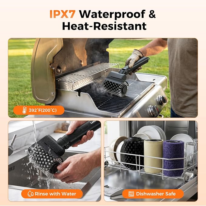 Electric Grill Brush for Outdoor Grill - Cordless Rechargeable 5000mAh BBQ Cleaner with 3 Speed & 3 Brush Heads Adjustable Angle High-Torque Power Rotary Grill Cleaning Brush Safe for All Grill Type