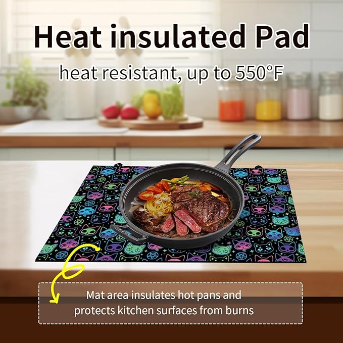 Decorative Electric Stove Top Covers, Heat Resistant Silicone Stove Cover Mat, Stove Top Protectors for Electric Flat Glass Stoves, Adds Extra Counter Space for Small Kitchens and Apartments