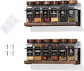 2-Tier Wall Mount Spice Rack Organizer - Screw/Adhesive Mount, Black Metal & Wood Spice Storage for Kitchen Pantry Cabinet, 11.6”L x 2.4”W x 3.2”H,Spice Jars Not Included