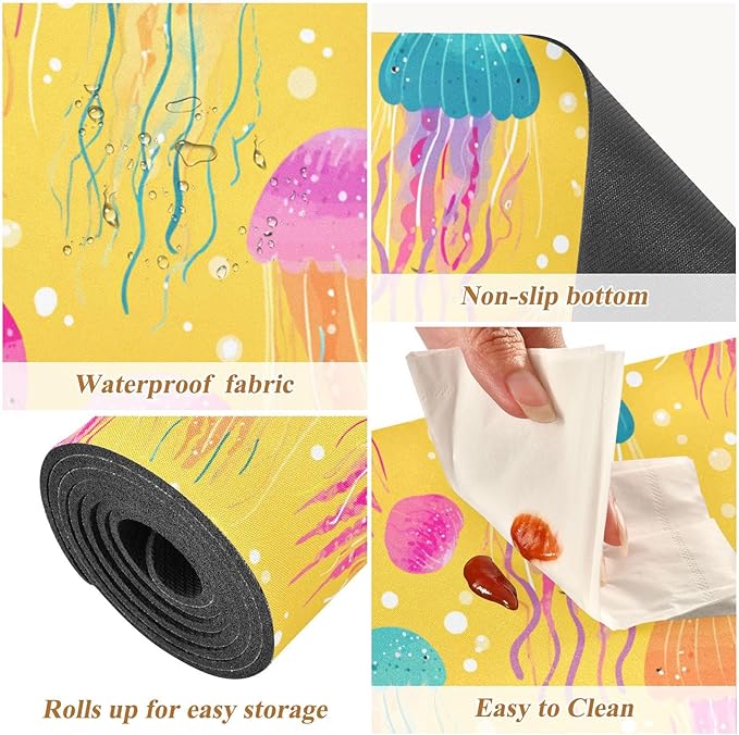 Cute Jellyfish Bubbles Yellow Trivet Table Runner Heat Resistant 230F for Hot Dishes Pots Plates Kitchen Dining Table Protector Decorative 39.37x 11.8