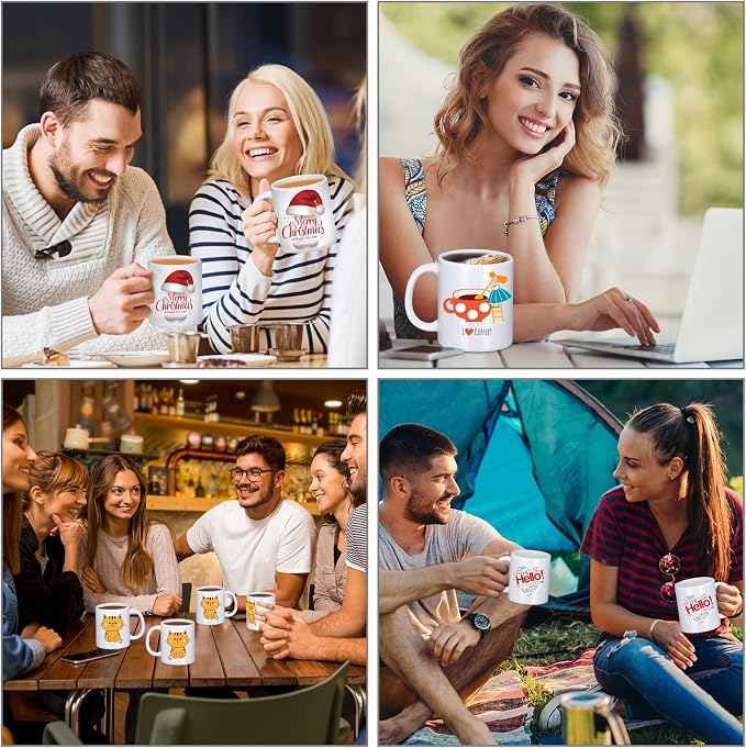 DANALLAN Sublimation Mugs, Premium Coffee Mugs Set of 12 White Ceramic Sublimation Cups 11 oz Christmas Coffee Mug for Soup Tea Milk Latte Hot Chocolate