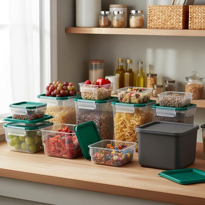 BIEAMA 4 Pack Food Storage Containers, 2 Quart with Lids, Square Commercial Containers with Scale, NSF, Polycarbonate, Clear