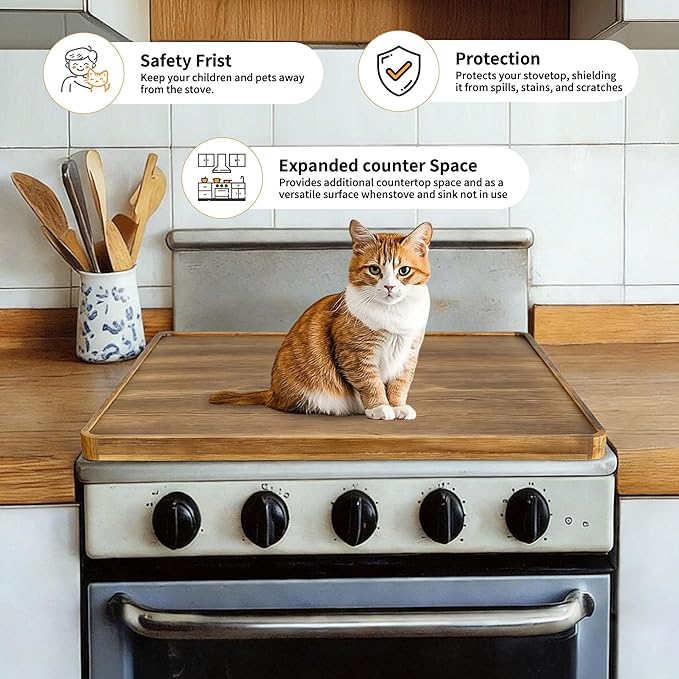 Hanobe Noodle Board Stove Cover: Wood Stove Top Boards with Handles for Electric Gas