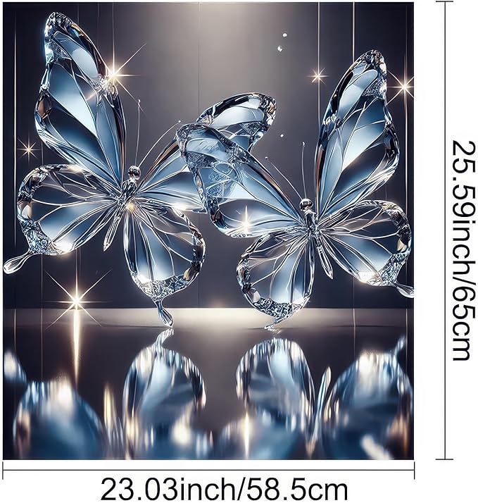 BlissYard Butterfly Dishwasher Magnet Cover 23x26 Inch Crystal Butterfly Kitchen Decor Dishwasher Magnet Cover Refrigerator Magnet Sticker Appliance Cover Protector Decorative Panel Kitchen Appliances