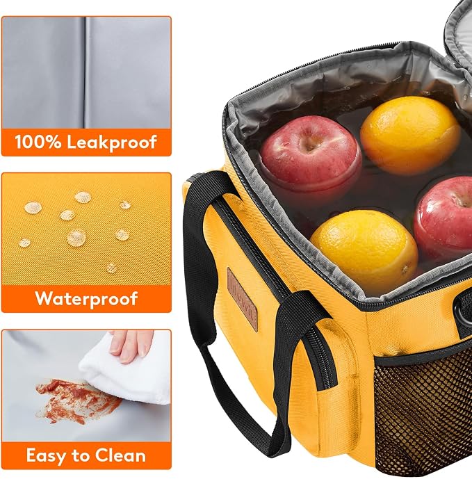 Lifewit Medium Lunch Bag, Insulated Lunch Box, Soft Cooler Cooling Tote for Adult Men Women, Orange 12-Can (9L)