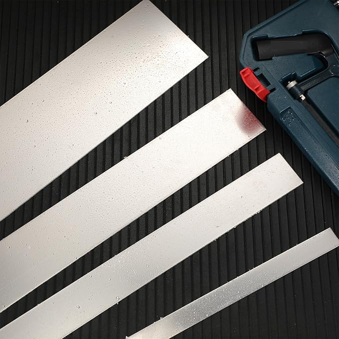 Blulu 4 Pieces 304 Stainless Steel Sheet Gap Filler Gap Shim Stock Metal Trim Strip for Kitchen Wall Oven Microwave Combo Range Cooktop 30'' Long, 1, 2, 3, 5'' Wide, 0.04'' Thick