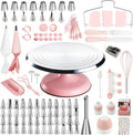 Cake Decorating Supplies Kit Set of 138pcs | 12 Inch Aluminium Cake Turntable, 64 Numbered Icing Piping Tips, 2 Spatulas, 3 Icing Comb Scraper and Leveller, Piping Bags