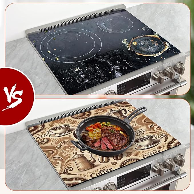 Decorative Electric Stove Top Covers, Heat Resistant Silicone Stove Cover Mat, Stove Top Protectors for Electric Flat Glass Stoves, Adds Extra Counter Space for Small Kitchens and Apartments